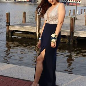 Sequined and Navy prom dress